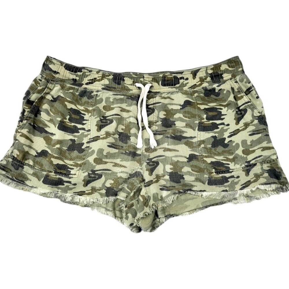 Womens XL Camo Drawstring Pull-On Booty Shorts Lightweight Adjustable Drawstring
